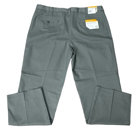 Men's SAVANE 40 x 30 Chino Pants Slacks Gray Straight Fit Cotton Comfort NWT - Picture 4 of 9